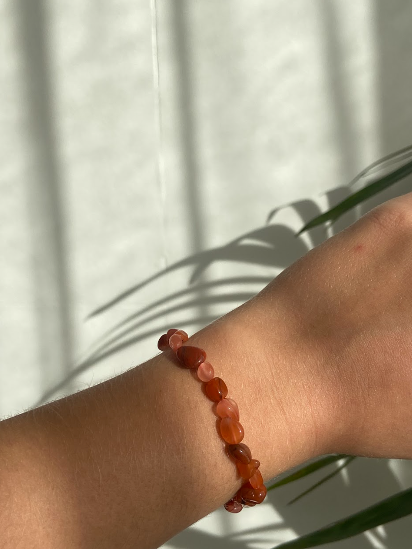 BRACELET GALETS CORNALINE : BONHEUR
