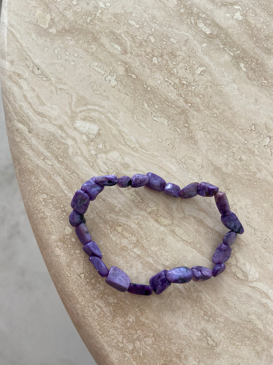 BRACELET GALETS CHAROITE DE RUSSIE : CONSCIENCE SUPÉRIEURE