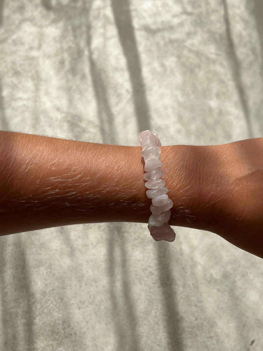 BRACELET BIG FRAGMENTS QUARTZ ROSE : AMOUR