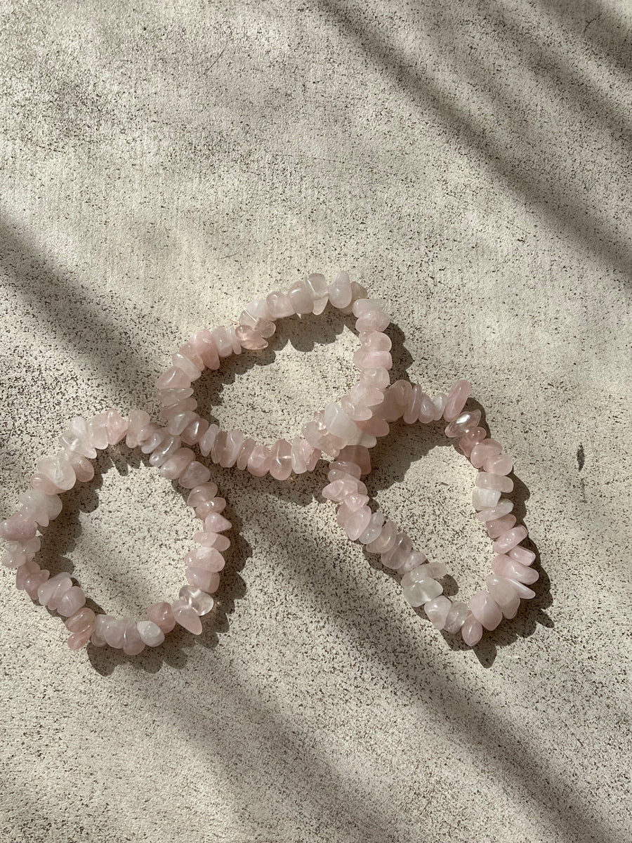 BRACELET BIG FRAGMENTS QUARTZ ROSE : AMOUR